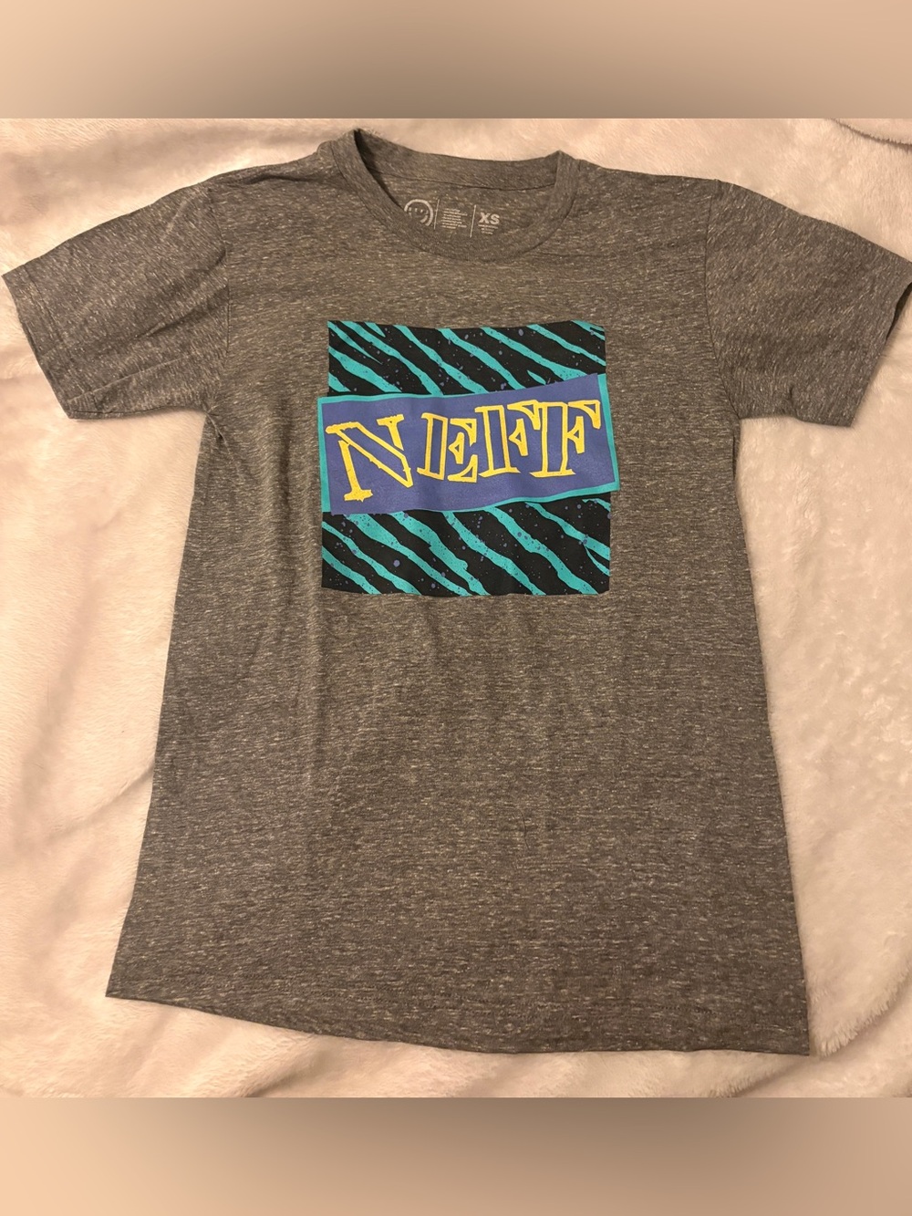 NEFF Men's Gray Blue Logo Graphic T Shirt Size XS NEW  NWOT